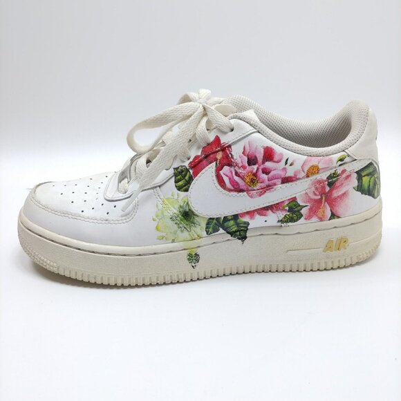 NIKE Air Force 1 Customized Painted Floral Shoes Youth 5.5 / 38 EU 314192-117 - Picture 2 of 8